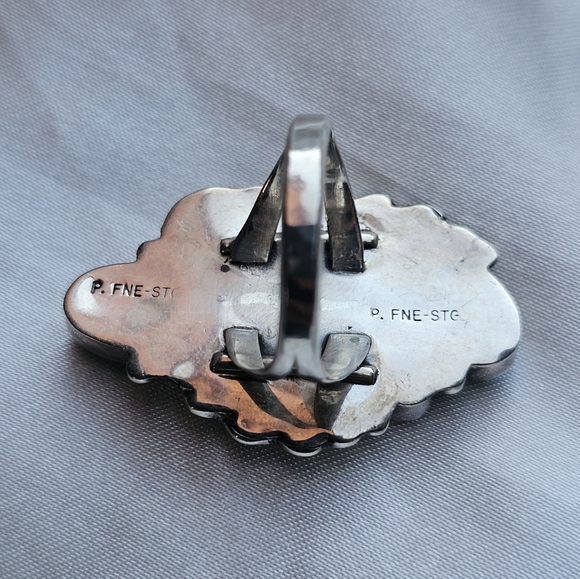 Turquoise Coral Sterling Ring - Picture 2 of 3